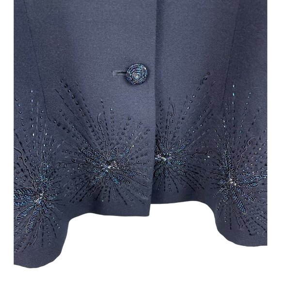 John Meyer Norwich Womens Size 12 Blue Vintage Lined Beaded Shoulder Pads Blazer - Picture 6 of 11